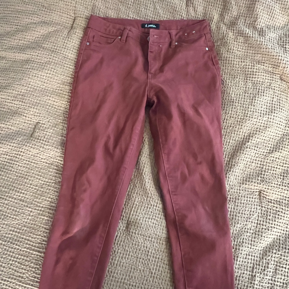 Red/maroon mid rise skinny jeans